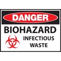 Zing Sign, Danger BioHazard, Waste, 7x10", ADH 10053S