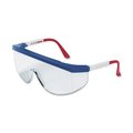 Mcr Safety Glasses, Clear Lens, Blue/White/Red Frame TK130