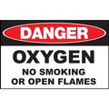 Zing Sign, Danger Oxygen No Smoking, 7x10"L, 10121A 10121A