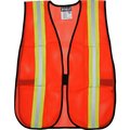Mcr Safety Vest, OR, Polyester Mesh, 2" Stripes V201R