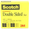 Scotch Double Sided Tape 665, 1/2"x900", 7, PK72 665