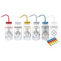 Heathrow Scientific Wash Bottle, Safety Labeled, Assorted, PK6 HS120257
