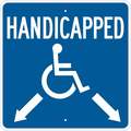 Brady Handicap Parking Sign, 24" W, 24" H, English, Aluminum, Blue, White 123877