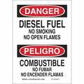 Brady Danger No Smoking Sign, 14 in H, 10" W, Polyester, Rectangle, English, Spanish, 124018 124018