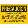 Brady Sign, Caution, 10X14", Black/Yellow, Printed Language: Spanish 124928