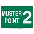 Brady Emergency Sign, Muster Point 2, Wht/Grn 139672