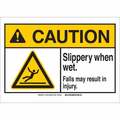 Brady Caution Sign, 10" H, 14" W, Fiberglass, Rectangle, English, 144758 144758