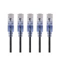 Monoprice Slim Cat6A Cable, 5 Pack, 7 ft.Black 15137