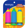 Westcott Pencil Sharpeners, 1-Hole Pencil/Pencil Sharpener - 3-Pack 16246