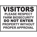 Zing Sign, Visitors, Farm Biosecurity, 10x14", AL 20019A