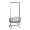 R&B Wire Products Antimicrobial Wire Utility Cart with Double Pole Rack, 6 Bushel 201H56/ANTI