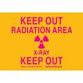 Brady Radiation Sign, 7 in H, 10 in W, Plastic, Rectangle, 25289 25289