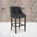 Flash Furniture Charcoal Fabric/Wood Stool, 30" 2-CH-182020-T-30-BK-F-GG