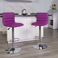 Flash Furniture Purple Vinyl Adjust Barstool, Counter Ht Swivel, Chrome Ped Base, PK2 2-CH-92023-1-PUR-GG