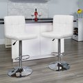 Flash Furniture White Quilted Vinyl Barstool 2-DS-810-MOD-WH-GG