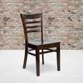 Flash Furniture HERCULES Series Ladder Back Walnut Wood Restaurant Chair 2-XU-DGW0005LAD-WAL-GG