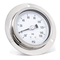 Pic Gauges Gauge, 4", 30/0/150psi, 1/4"LBM, SS, FrtFlang PRO-314D-404CF