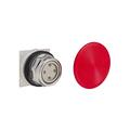 Square D Push-button, Harmony 9001K, metal, snap-in plastic mushroom 57mm, red, 30mm, spring return, 1 NO 9001KR5RH5