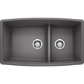 Blanco Performa Silgranit 60/40 Double Bowl Undermount Kitchen Sink with Low Divide - Cinder 441474