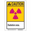 Brady Caution Radiation Sign, 10 in H, 7 in W, Polyester, Rectangle, 45165 45165