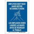 Brady Sign, Facility, Must Wash Hands, 10X7, Sign Material: Aluminum, 47646 47646