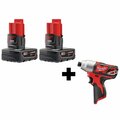 Milwaukee Tool M12 Battery Pack, M12 Impact Driver 48-11-2412, 2462-20