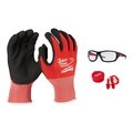 Milwaukee Tool Cut Level 1 Nitrile Dipped Gloves, EXTRA Glasses AND 3 Pack Ear Plugs 48-22-8902, 48-73-2020, 48-73-3151