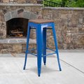 Flash Furniture Backless Blue Metal Barstool with Square Wood Seat, 30" High 4-CH-31320-30-BL-WD-GG