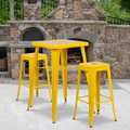 Flash Furniture 4PK 30"H No Back Yellow Metal Barstool Square Seat 4-CH-31320-30-YL-GG