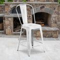 Flash Furniture Distressed White Metal Stool 4-ET-3534-24-WH-GG