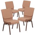 Flash Furniture Caramel Fabric Church Chair 4-FD-CH02185-CV-BN-BAS-GG