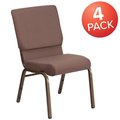 Flash Furniture Brown Dot Fabric Church Chair 4-FD-CH02185-GV-BNDOT-GG