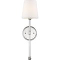 Nuvo Olmstead 1-Light Wall Sconce - Polished Nickel Finish with White Linen Shade 60/6688