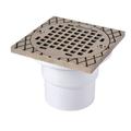 Oatey 2" or 3" Pipe Dia. PVC, Stainless Steel Slab Drain, Type: Square with Ring 42386