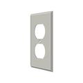 Deltana Double Outlet Switch Plate, Number of Gangs: 1 Solid Brass, Brushed Nickel Finish SWP4752U15
