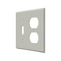 Deltana Single Switch/Double Outlet Switch Plate, Number of Gangs: 2 Solid Brass, Brushed Nickel Finish SWP4762U15