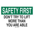 Brady Safety Reminder Sign, 10" H, 14" W, Aluminum, Rectangle, English, 42889 42889