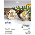 Avery Printable Round Labels, 2.5" Diam, PK225 22562