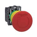 Schneider Electric Emergency stop switching off, Harmony XB5, plastic, red mushroom 40mm, 22mm, trigger latching turn to release, 2NC XB5AS8444