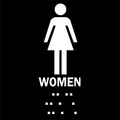 Brady Sign, Restroom, 8X8", Wht/Bk, Women, Eng, 73400 73400