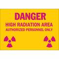 Brady Danger Radiation Sign, 7 in H, 10 in W, Aluminum, Rectangle, 42863 42863
