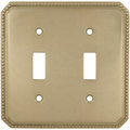 Omnia Double Beaded Switch Plate, Number of Gangs: 2 Solid Brass, Satin Nickel Plated, Lacquered Finish 8004/D.15
