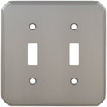 Omnia Double Traditional Switch Plate, Number of Gangs: 2 Solid Brass, Satin Chrome Plated Finish 8014/D.26D
