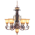 Livex Lighting Villa Verona 7 Light Verona Bronze with Aged Gold Leaf Chandelier 8576-63