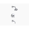 Kohler Purist(R) Rite-Temp(R) Pressure-Balancing Bath And Shower Faucet Trim With Push-Button Diverter, 7-3/4" Spout And Lever Handle, Valve Not Included T14421-4-CP