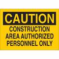 Brady Caution Sign, 10 in Height, 14 in Width, Plastic, Rectangle, English 95340