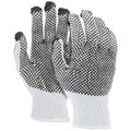 Mcr Safety Gloves, PVC Dots, Cotton/Polyester, Wt, PK12 9660L