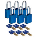 Brady Safekey Lockout Padlock Aluminum Blue 1.5" ALU-BLU-38ST-KA6PK