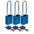 Brady Safekey Lockout Padlock Aluminum Blue 3.0" ALU-BLU-76ST-KA3PK