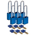 Brady Safekey Lockout Padlock Aluminum Blu 3.0" S ALU-BLU-76ST-KD6PK